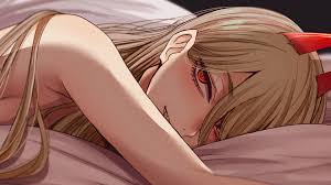 Download Chainsaw Man Power Lying Down Wallpaper | Wallpapers.com