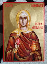 Pentru aceasta, astăzi, preasfinţită pomenirea ta prăznuind, te lăudăm cu credinţă şi te cinstim cu dragoste. Sfanta Mironosita Maria Magdalena Cea Intocmai Cu Apostolii Theodoros Art Icoana Darul Lui Dumnezeu