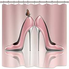 Riyidecor High Heeled Shoes Shower Curtain Pink Feminine Https Www Amazon Com Dp B07td1l Modern Shower Curtains Cool Shower Curtains Pink High Heel Shoes
