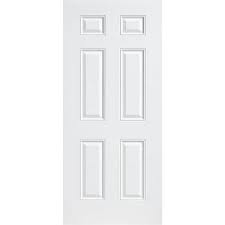 Masonite 6 Panel Primed Smooth Fiberglass Entry Door With No Brickmold 87168 At The Home Depot Commercial Exterior Doors Steel Front Door Steel Entry Doors