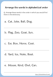 Use up all words in your word box. Arrange The Words In Alphabetical Order Worksheets For 2nd Grade Your Home Teacher