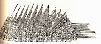 53 ขบวนรบฟาแลนซ์ (Phalanx) ขบวนรบแบบฟาแลนซ์ (Phalanx) เป็นขบวนรบอันเลื่องชื่อของชาวกรีกในยุคโบราณ  โดยจะประกอบด้วยกองทหารที่ยืนหรือเดินเรียงแถวซ้อนกันเป็นชั้นๆ หลายๆ ชั้น  โดยจะยื่นหอกไปทางด้านหน้าซ้อนกันเป็นชั้นทำให้เกิดแนวของหอกยาวเรียงเป็นหน้ากระดาน  ...