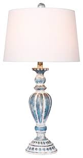 $220.00 quick view compare pale grey casual lamp with striped shade. Resin Table Lamp In Cottage Antique Blue 29 5 Farmhouse Table Lamps By Fangio Lighting