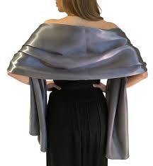Gunmetal Grey Satin Wrap Shawl Shawls And Wraps Evening Dresses Elegant Woman