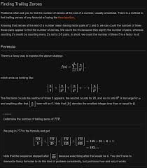 Trailing Zeros Math Number Theory Science