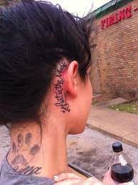 Lost In The Music Words Tattoo On Girl Right Behind The Ear Music Tattoos Word Tattoos Tattoo Behind Ear