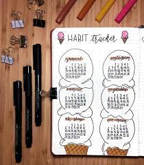 Bullet Journal Monthly Habit Tracker Ice Cream Drawing Stl Journals Bullet Journal Themes Bullet Journal Tracker Bullet Journal Month