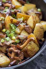 Fried Chanterelle Mushrooms And Potatoes Recipe Lavender Macarons Potato Mushroom Recipe Recipes Stuffed Mushrooms