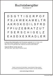 Gratis unterrichtsmaterial für den deutschunterricht daz daf zum download: Buchstabengitter Zum Thema Tiere Zum Ausdrucken