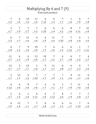 The Multiplying 1 To 12 By 6 And 7 F Math Multiplication Worksheets Multiplication Facts Worksheets Printable Multiplication Worksheets