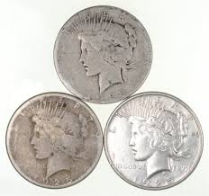 3 Coins Us Peace Silver Dollar Collection 1922 1935 Lot 90