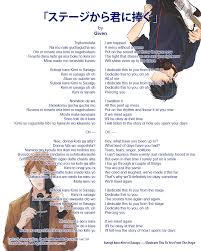 Tsuyoku sono te o nigitte. Lyrics Trans Suteeji Kara Kimi Ni Sasagu I Dedicate This To You From The Stage Givenanime