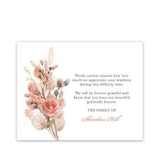 Gratitude for the lovely funeral flowers. Sympathy Thank You Card Customized With Your Wording To Guests