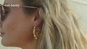 Small Two Tone Diamond Name Earrings, Bamboo Hoop Earrings With Heart  (Order Any Name) , Kid or Adult Size