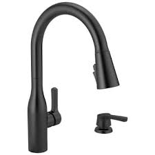 Meets standards set by americans with disabilities act (ada). Delta Marca 19780z Blsd Dst Single Handle Pull Down Kitchen Faucet With Soap Dispenser And Shieldspray Technology In Matte Black