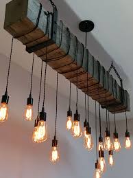 Light Fixture With Railroad Tie And Edison Lights Homebnc