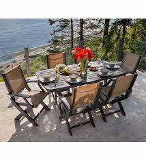 Outdoor dining sets offer a variety of options for comfort. Polywood Coastal 7 Piece Black Outdoor Dining Set Black Burlap Sling Plowhearth