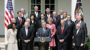 On the morning of september 11, 2001, donald rumsfeld ran to the fire at the pentagon to assist the wounded and ensure the safety of survivors. President Bush Meets With Cabinet Members