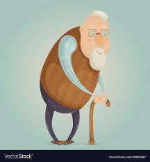 Warm gradient line drawing cartoon grumpy old man. The Real Cartoon Old Grandpa Cartoon Characters