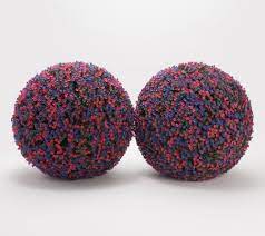 Artificial flower bonsai material:plastic size details: Wicker Park Set Of 2 15 Faux Flower Indoor Outdoor Garden Spheres Qvc Com