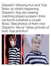 Dispatch Confirms That Nct S Yuta And Kun Are Dating Due To Wearing Matching Jumpers Match Nct Striped Jumper