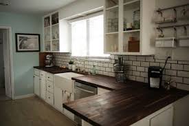 Aesthetic White Kitchen Cabinets With Countertops For Butcher Block Top Using Dark Walnut Wood Also Philips Fo Wood Worktop Dark Wood Kitchens Wood Countertops
