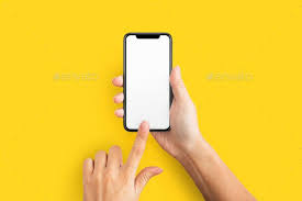 Mockup Of Female Hand Holding Cell Phone With Blank Screen Phone Template Phone Paper Logo