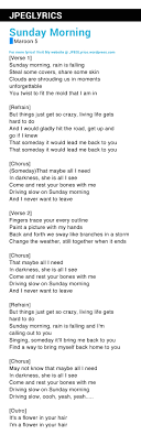 We did not find results for: Sunday Morning By Maroon 5 Lyrics Jpeg Lyrics