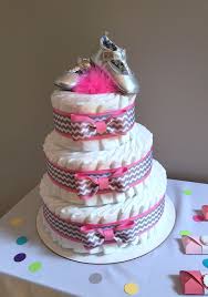Diaper Cake Baby Girl Pink And Gray Baby Shoes Baby Shower Diaper Cake Baby Cake Pink Baby Shower