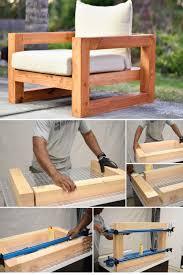 Diy Wood Lounge Patio Chair With Cushioned Seat And Back Chunky Style In 2020 Wood Patio Chairs Wood Diy Diy Furniture Cheap