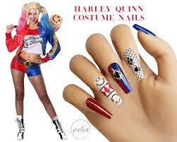 Harley Quinn Nails Suicide Squad Halloween Nails Harley - Etsy