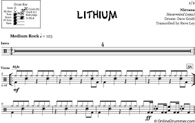 Lithium Nirvana Drum Sheet Music Onlinedrummer Com Drums Sheet Drum Sheet Music Sheet Music