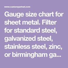 Gauge Size Chart For Sheet Metal Filter For Standard Steel