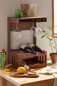 Walnut Wood 6 Bottle Wine Glass Rack