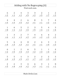 The 64 Single Digit Addition Questions With No Regrouping A Math Worksheet From The Addition Worksheet P Math Addition Worksheets Kumon Worksheets Kumon Math