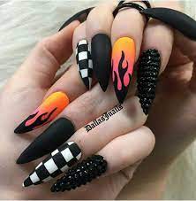 Dallasjnails Fire Nails Long Acrylic Nails Grunge Nails