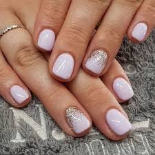 Pinky White Short Nails With Gold Glitter Pink White Nails Natural Gel Nails Sparkle Nails Clean, trim, and shape your nails.