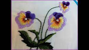 Pansy Flower Embroidery Flores De Pensamiento Hand Embroidery Embroidery Flowers Learn Embroidery Pansies Flowers