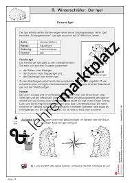 Winterschlafer Der Igel Unterrichtsmaterial In Den Fachern Biologie Sachunterricht Biologie Lehrmaterial Unterrichtsmaterial