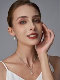 Dainty Freshwater Pearl Jewelry Set, Single Pearl Earrings With Diamonds,  Wedding Jewelry Set, Gift for Bridesmaid, Mother's Day Gift