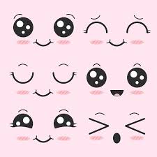 Cute Face Kawaii Expression Emoji Love Expressions Set Smile Faces Happy Icon Emotion Emoticon Symbol Fun Cute Doodle Art Cute Cartoon Faces Cartoon Expression