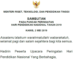 Sebagaimana disebutkan di atas permendikbud nomor 16 tahun 2019 merupakan peraturan. Download Teks Sambutan Menristekdikti Pada Upacara Hardiknas 2019 Idn Paperplane