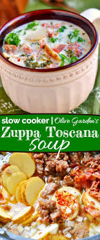 A Crowd Pleaser For Sure This Slow Cooker Olive Garden S Zuppa Toscana Soup Is Comfort Food At It S B Soup Recipes Slow Cooker Toscana Soup Zuppa Toscana Soup