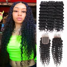 8a unprocessed brazilian hair deep curly weave bundles hair weft: Ajf Brazilian Deep Curly Hair Weave Nalan Com Sg