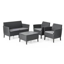 Avec allibert rêvez d'une salle de bain qui vous ressemble. Salon De Jardin Ensemble Table Chaise Fauteuil De Jardin Allibert Salon De Jardin Salemo 4 Places En Imitation Resine Tressee Graphite Pas Cher Achat Vente Ensembles Tables Et Chaises Rueducommerce