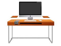 Modern Orange Computer Desk Design With Black Keyboard And White Down Also Computer Set Caf Small Computer Desk Computer Desk Design Contemporary Office Desk