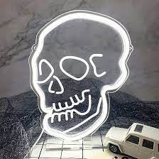 Amazon.com: Halloween Skull Neon Sign Skeleton Wall Decor, 10.2