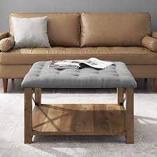 Related articles to upholstered coffee table with shelf Walker Edison Furniture Company Tufted Upholstered Fabric Ottoman Stool Living Room Foot Rest Coffee Table Storage Shelf Farmhouse Goals