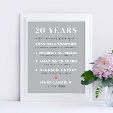 For instance, fifty years of marriage is called a golden wedding anniversary. 20th Wedding Anniversary Print Papermints