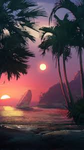 Abstract art iphone 11 hawaii beach iphone xr iphone x indie paris neon city art greece starry night. Download Wallpaper 800x1420 Sunset Beach Palm Trees Sea Art Iphone Se 5s 5c 5 For Parallax Hd Background